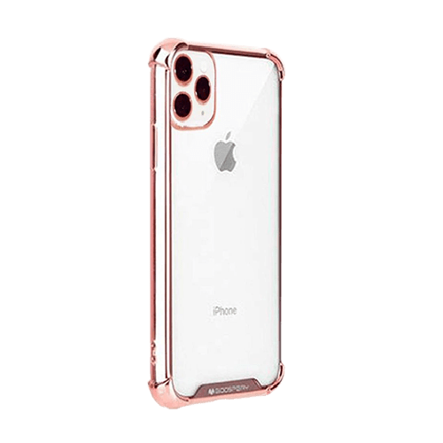 Goospery Mercury Transparent Wonder Protective Case Cover With Metal Plating For iPhone 11 Pro Max - Rose Gold - GR Phones