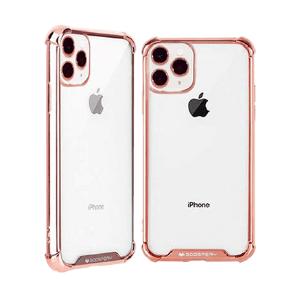 Goospery Mercury Transparent Wonder Protective Case Cover With Metal Plating For iPhone 11 Pro Max - Rose Gold - GR Phones