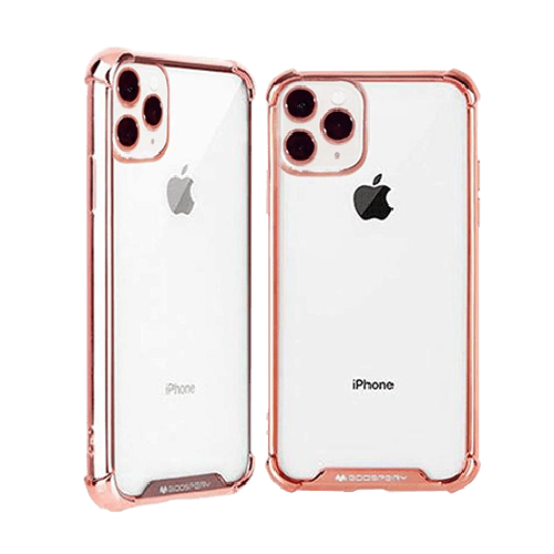 Goospery Mercury Transparent Wonder Protective Case Cover With Metal Plating For iPhone 11 Pro Max - Rose Gold - GR Phones