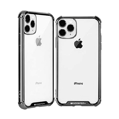 Goospery Mercury Transparent Wonder Protective Case With Metal Plating For iPhone 11 Pro - Black - GR Phones