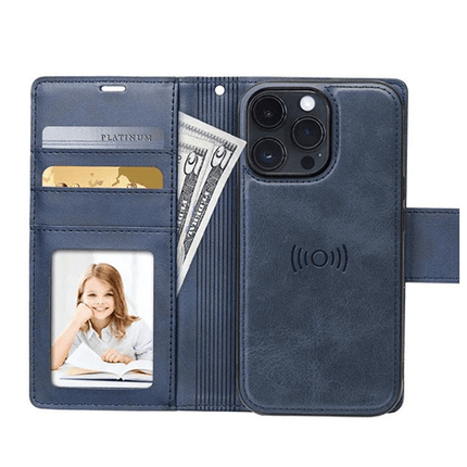 Hanman 2 in 1 Detachable Magnetic Flip Cover Case for iPhone 16 - Black - GR Phones