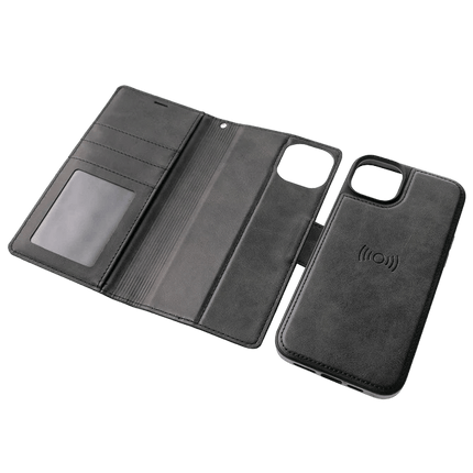 Hanman 2 in 1 Detachable Magnetic Flip Cover Case for iPhone 16 - Black - GR Phones