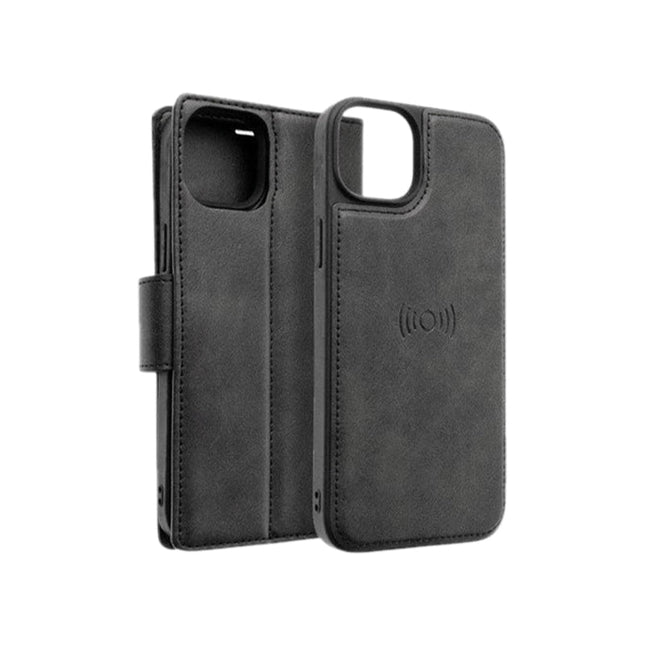 Hanman 2 in 1 Detachable Magnetic Flip Cover Case for iPhone 16 - Black - GR Phones