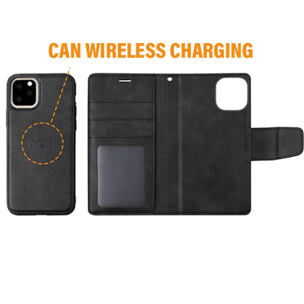 Hanman 2 in 1 Magnetic Detachable Flip wallet Case for iPhone 14 Pro - Black - GR Phones