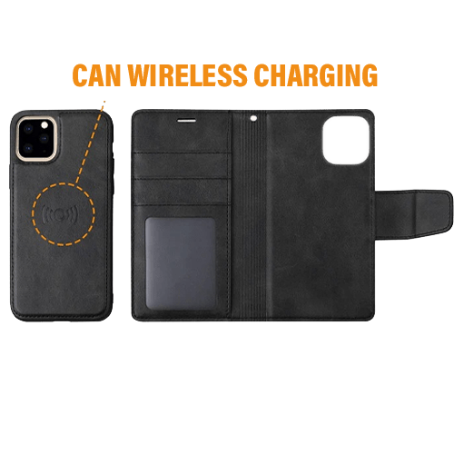 Hanman 2 in 1 Magnetic Detachable Flip wallet Case for iPhone 14 Pro - Black - GR Phones