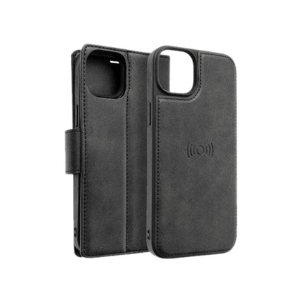 Hanman 2 in 1 Magnetic Detachable Flip wallet Case for iPhone 15 - Black - GR Phones