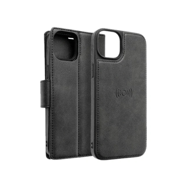Hanman 2 in 1 Magnetic Detachable Flip wallet Case for iPhone 15 - Black - GR Phones