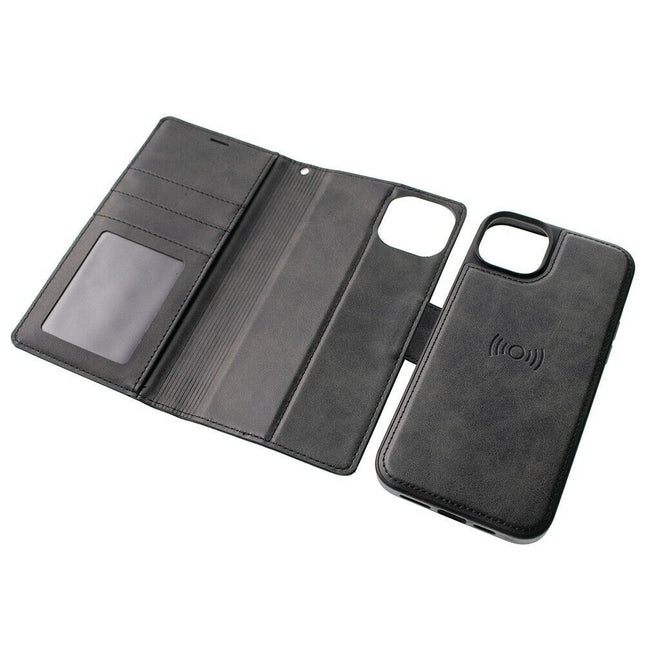 Hanman 2 in 1 Magnetic Detachable Flip wallet Case for iPhone 15 Pro Max - Black - GR Phones