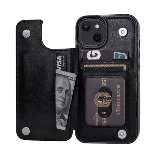 Hanman Stand Card Leather Case Cover For iPhone 11 - Black - GR Phones