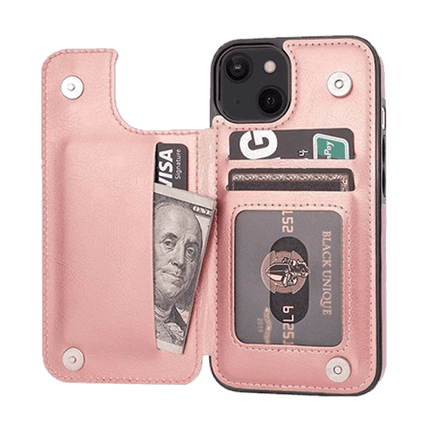 Hanman Stand Card Leather Case Cover For iPhone 11 - Rose Gold - GR Phones