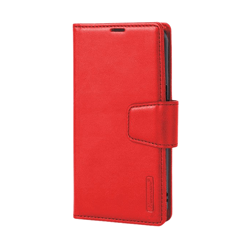 Hanman Stand Card Leather Case Cover For iPhone 16 - Red - GR Phones