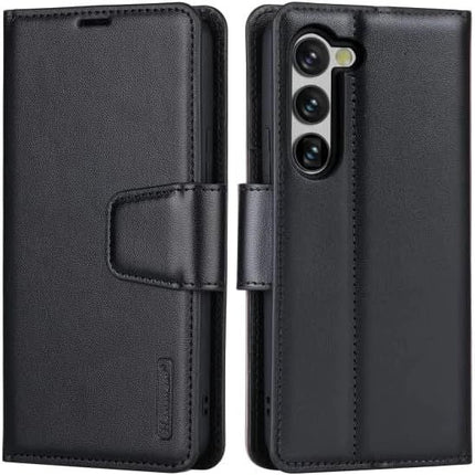 Hanman Wallet Leather Case Cover For Galaxy S23 FE - Black - GR Phones