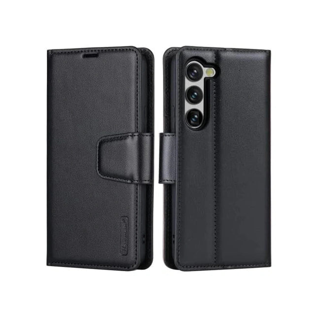 Hanman Wallet Leather Case Cover For Galaxy S23 FE - Black - GR Phones