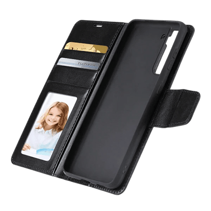 Hanman Wallet Leather Case Cover For Galaxy S23 FE - Black - GR Phones
