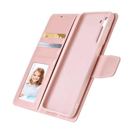 Hanman Wallet Leather Case Cover For Galaxy S23 FE - Rose Gold - GR Phones