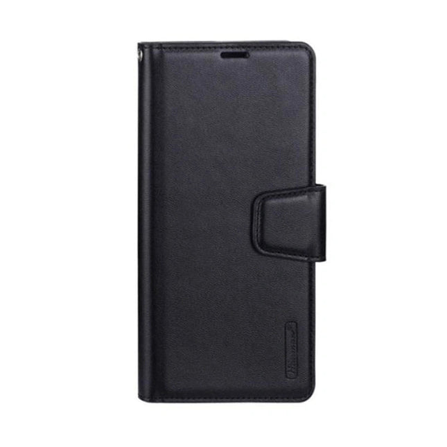 Hanman Wallet Leather Case Cover For Galaxy S25 Edge - Black - GR Phones