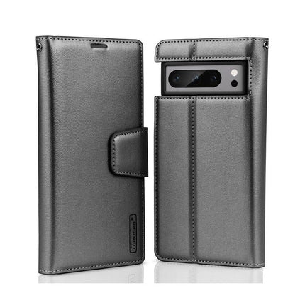 Hanman Wallet Leather Case Cover For Google Pixel 8A - Black - GR Phones
