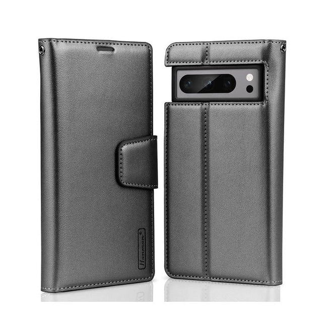 Hanman Wallet Leather Case Cover For Google Pixel 8A - Black - GR Phones