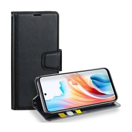 Hanman Wallet Leather Case Cover For Oppo A16/ A16s - Black - GR Phones