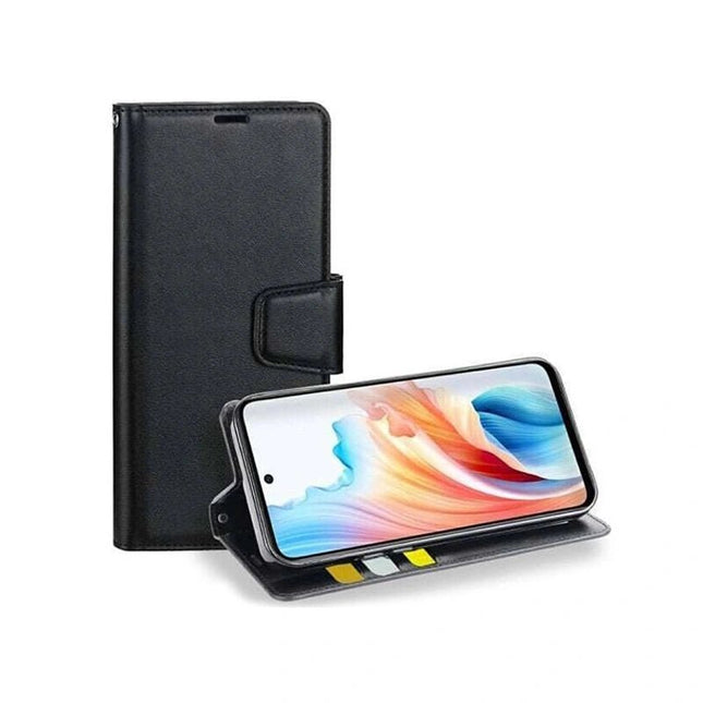 Hanman Wallet Leather Case Cover For Oppo A16/ A16s - Black - GR Phones