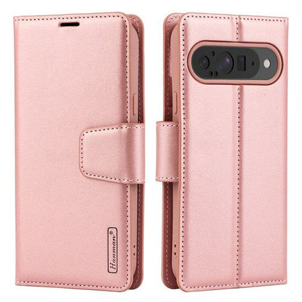 Hanman Wallet Leather Case Cover for Pixel 9 Pro XL - Rose Gold - GR Phones