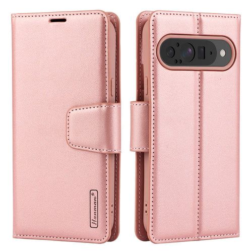 Hanman Wallet Leather Case Cover for Pixel 9 Pro XL - Rose Gold - GR Phones