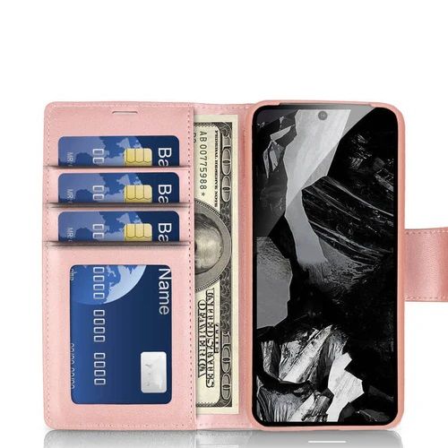 Hanman Wallet Leather Case Cover for Pixel 9 Pro XL - Rose Gold - GR Phones