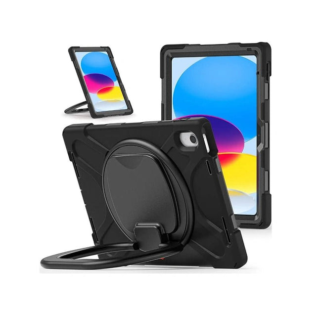 Heavy Duty Defender Case Cover with Rotative Handle for iPad 10th/ 11th Gen - Black - GR Phones