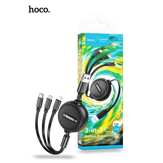 Hoco Double Pull 3 in 1 Charging Cable X75 - GR Phones