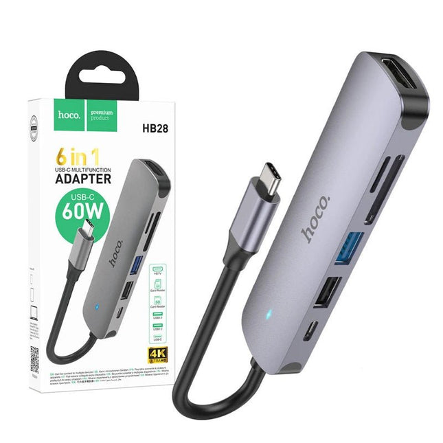 Hoco USB - C 6 - in - 1 Multi - Function Converter HB28 - GR Phones