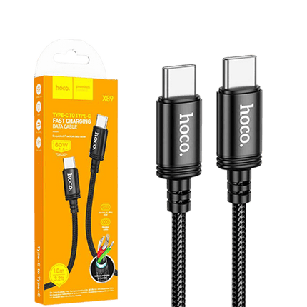 Hoco X89 USB - C to USB - C Braided Super Tough Cable - Black - GR Phones