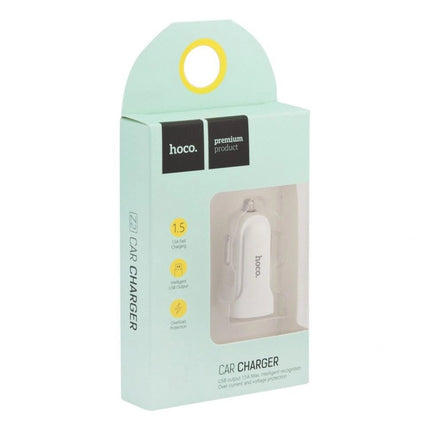 Hoco Z2 Car Charger 1.5A fast Charging - White - GR Phones