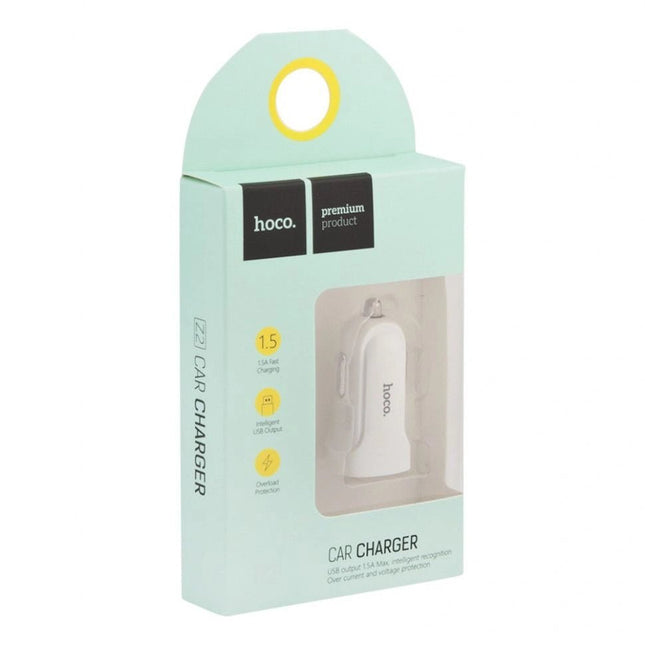 Hoco Z2 Car Charger 1.5A fast Charging - White - GR Phones