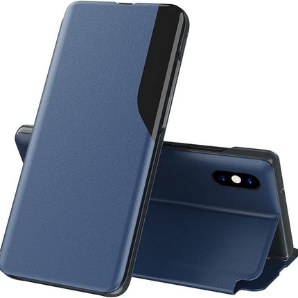 HUANMIN Transparent Flip Leather Case Cover with See Thru Design For iPhone XS Max - Blue - GR Phones