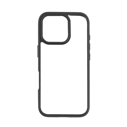 Hybrid Transparent Case with Metal Camera frame for iPhone 16 Plus - Black - GR Phones