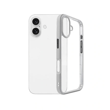Hybrid Transparent Case with Metal Camera frame for iPhone 16 Plus - White - GR Phones