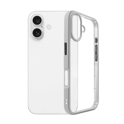 Hybrid Transparent Case with Metal Camera frame for iPhone 16 Plus - White - GR Phones