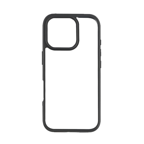 Hybrid Transparent Case with Metal Camera frame for iPhone 16 Pro Max - Black - GR Phones