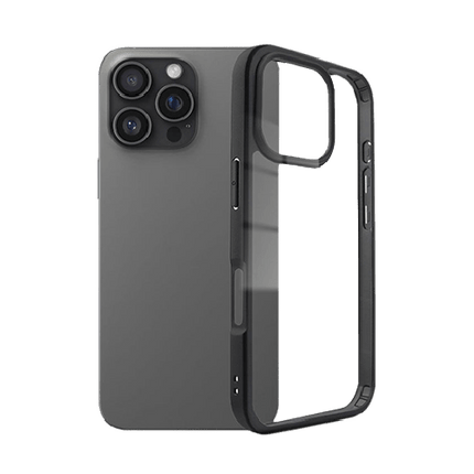 Hybrid Transparent Case with Metal Camera frame for iPhone 16 Pro Max - Black - GR Phones