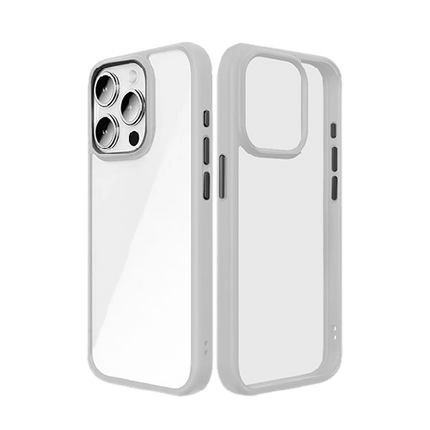 Hybrid Transparent Case with Metal Camera frame for iPhone 16 Pro Max - White - GR Phones
