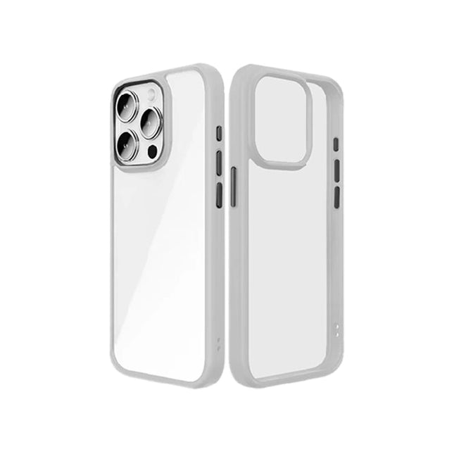 Hybrid Transparent Case with Metal Camera frame for iPhone 16 Pro - White - GR Phones