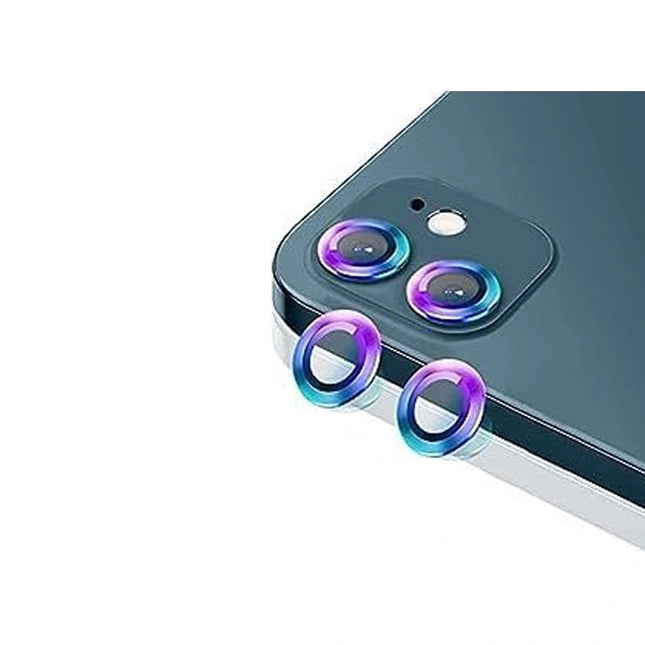 iPhone 11/ 12/ 12 Mini Aluminum Alloy Camera Lens Cover Protector - Rainbow - GR Phones