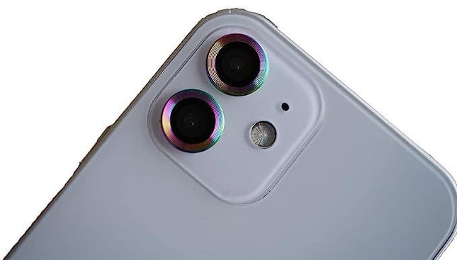 iPhone 11/ 12/ 12 Mini Aluminum Alloy Camera Lens Cover Protector - Rainbow - GR Phones