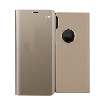 Luxury Mirror Flip Stand Clear Case Cover for iPhone X / XS - Gold - GR Phones