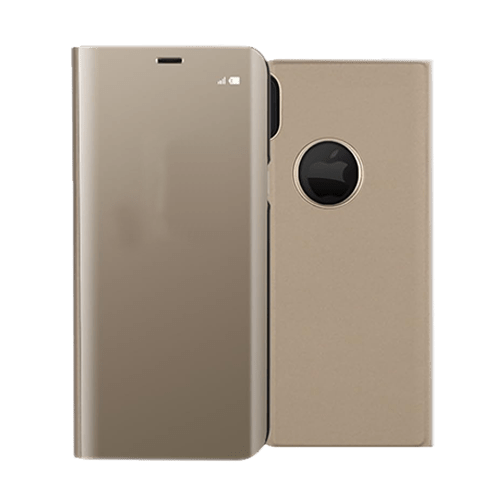 Luxury Mirror Flip Stand Clear Case Cover for iPhone X / XS - Gold - GR Phones