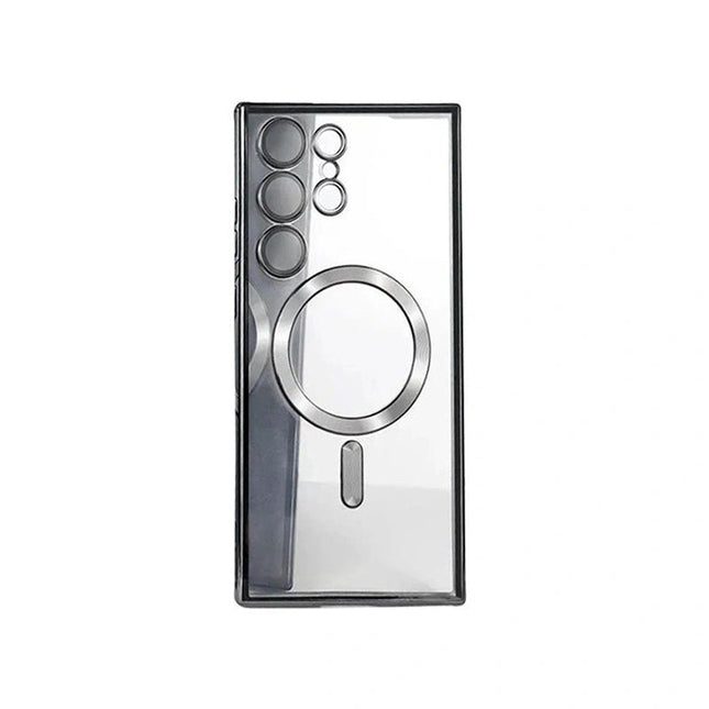 Luxury Plating Clear Magsafe Case Cover For Galaxy S24 Plus / S25 Plus - Black - GR Phones