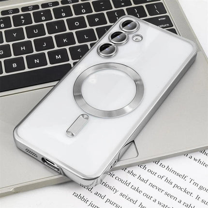 Luxury Plating Clear Magsafe Case Cover For Galaxy S24 Ultra - Silver - GR Phones