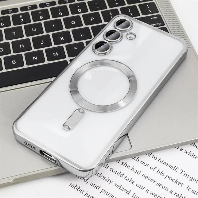 Luxury Plating Clear Magsafe Case Cover For Galaxy S24 Ultra - Silver - GR Phones
