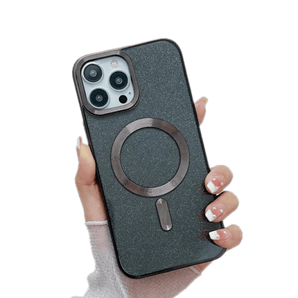 Luxury Plating Clear Magsafe Case Cover For iPhone 15 Pro Max - Black - GR Phones