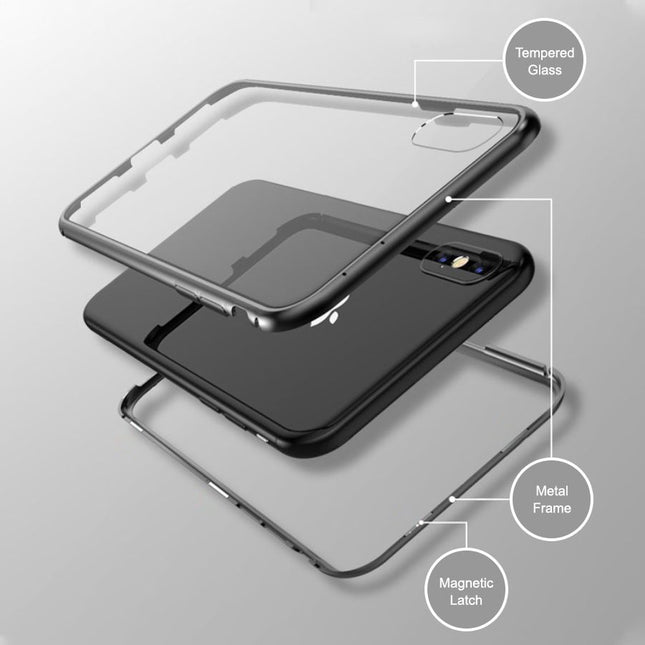 Magnetic Metal Tempered Glass Case Cover For iPhone X - Silver - GR Phones